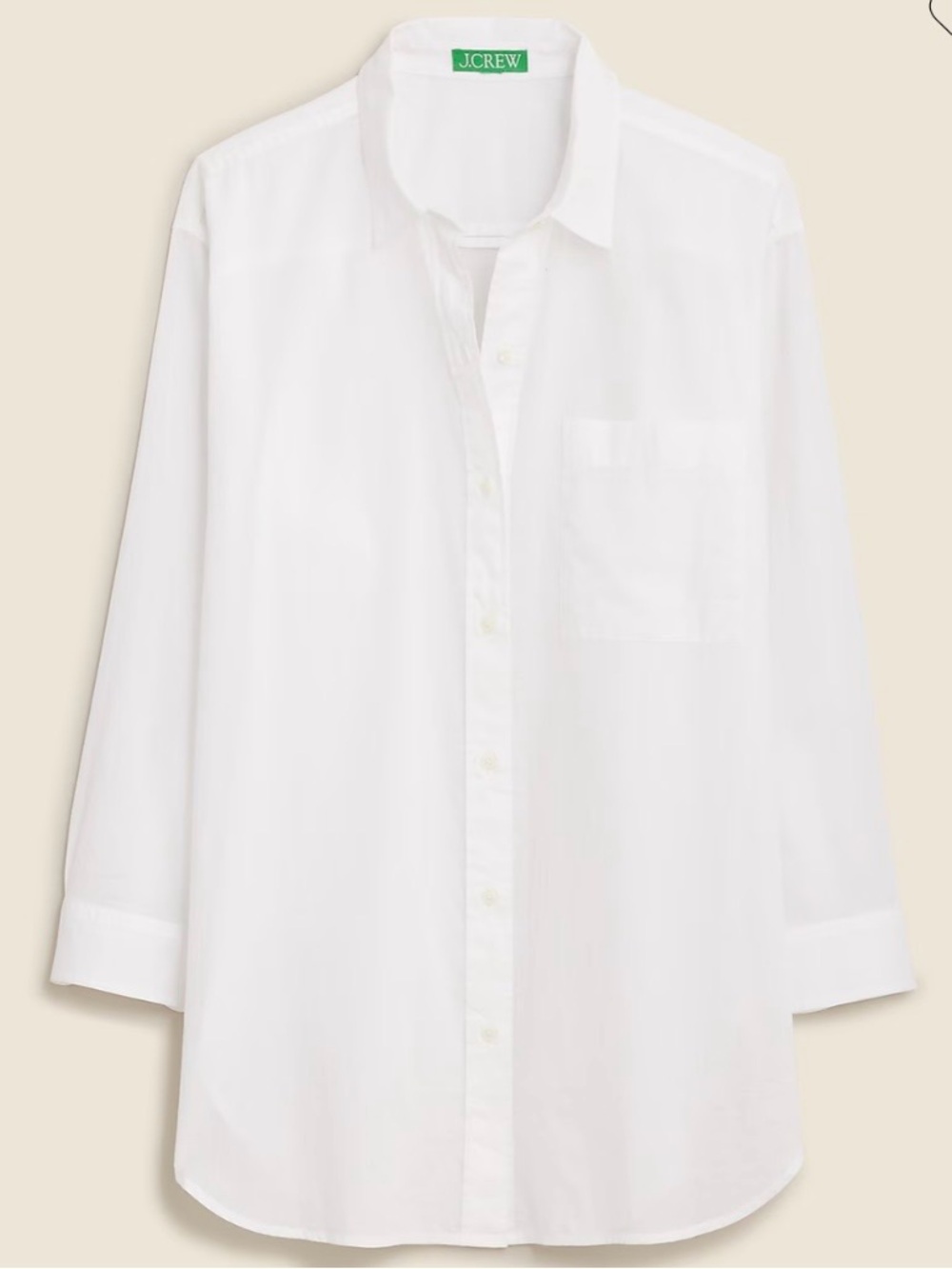 NWT! J.Crew White Button-up cotton voile shirt Size Large